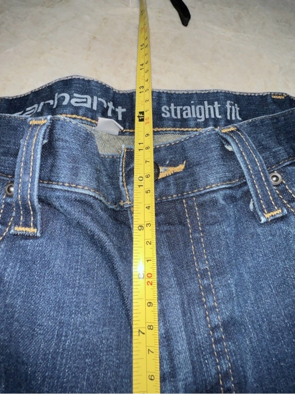 Carhartt Straight Fit Jeans Mens 33x30 Dark Wash Utility Farm Ranch Western - Picture 2 of 9